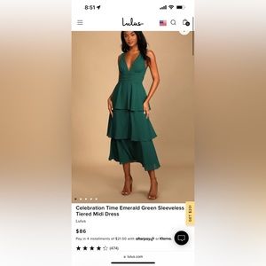 Lulus Green tiered midi dress